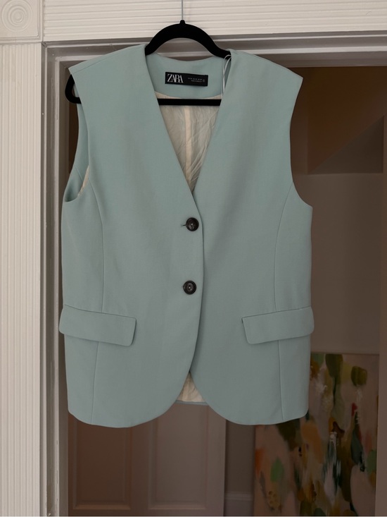 Zara Jackets & Blazers - Zara light blue Sleeveless Blazer Vest Medium